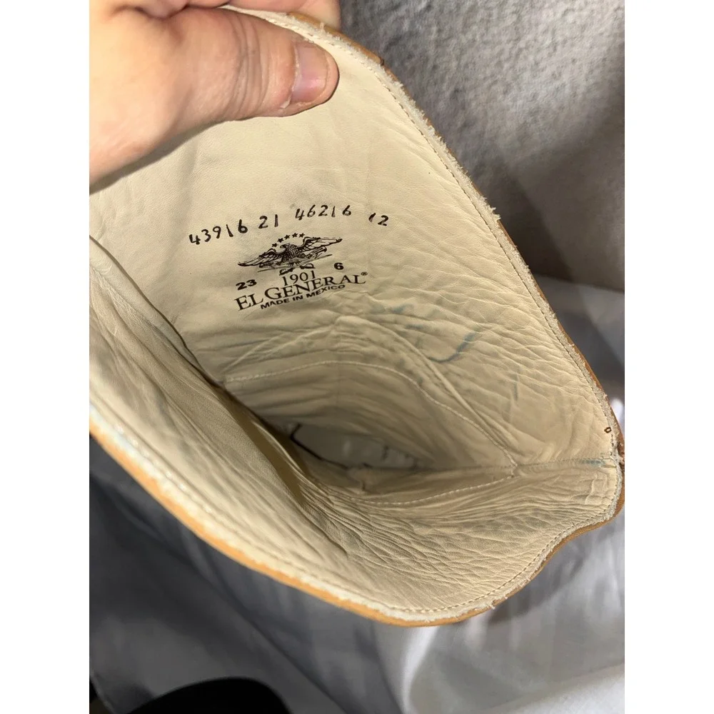 El General 1901 Sunflower Embroidered Tall Western Boots Tan Leather Womens 6 - Picture 10 of 13